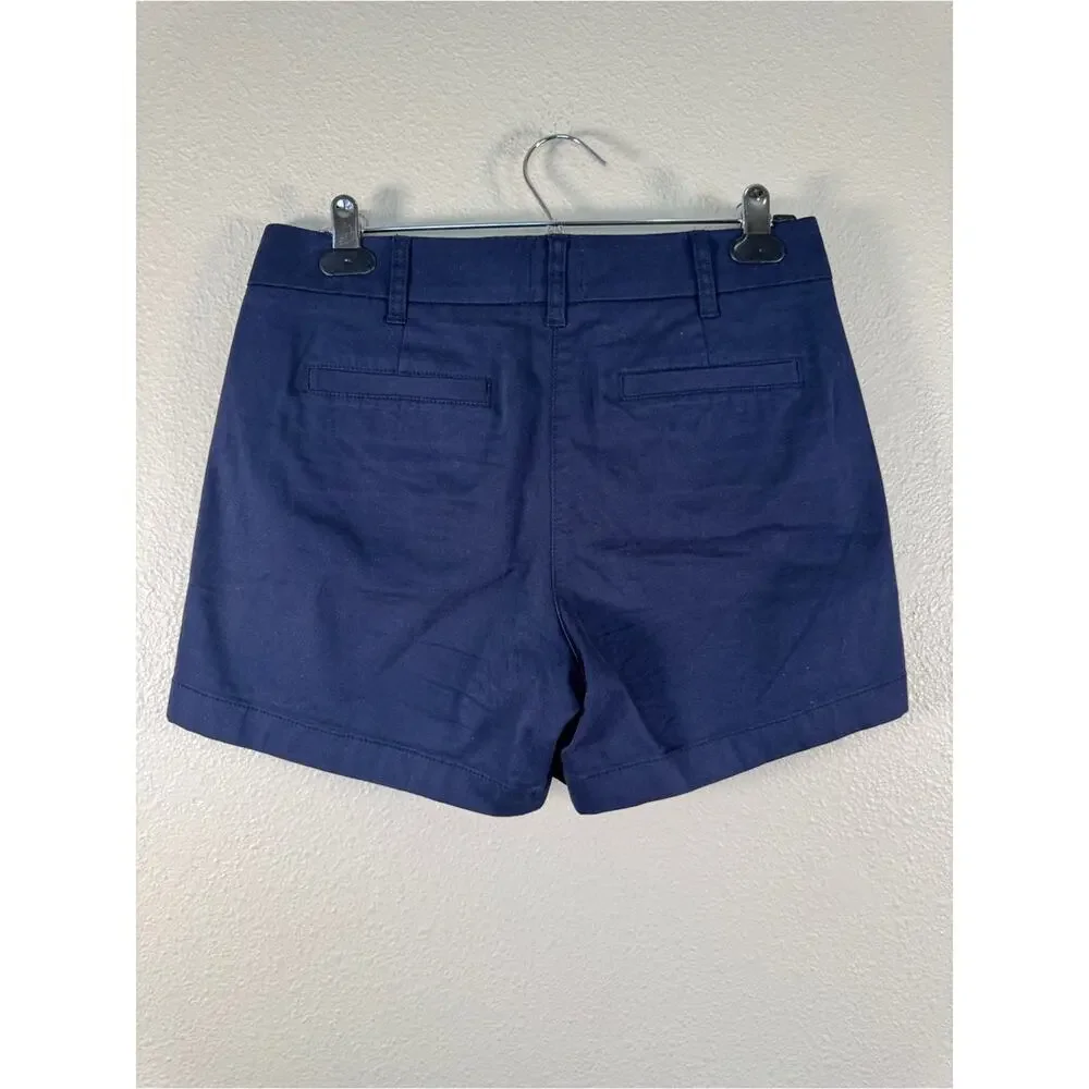 J Crew Navy Blue Chino Shorts Womens 4 Preppy Casual Golf Summer Classic